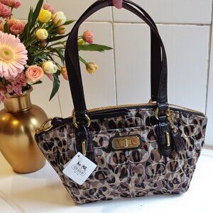 Coach Chel Animal Print Small Mini Tote 46553 B4/NP  Leopard Ocelot Brass